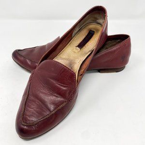 Frye and Co Red Leather Slip on Loafers Women's Size 6.5 M Casual Almond Toe